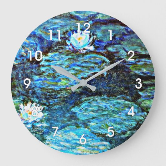 Grande Horloge Ronde Bleu des nénes d'eau par Monet (Recto)