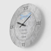 Grande Horloge Ronde Bleu Dragonfly Damas (Angle)