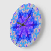 Grande Horloge Ronde Bleu et rose pastel (Angle)