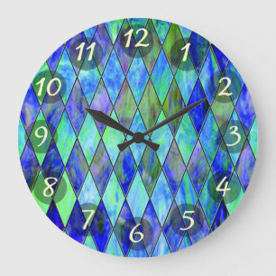 Grande Horloge Ronde Bleu et vert