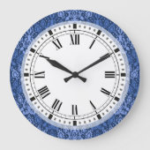 Grande Horloge Ronde Bleu foncé Casbah Damask (Recto)