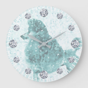 Grande Horloge Ronde Bleu Ice Posh Poodé Diamond Heure