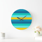 Grande Horloge Ronde Bleu jaune Océan Gris citron (Maison)
