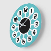 Grande Horloge Ronde Bleu moyen et orange (Angle)