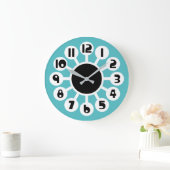 Grande Horloge Ronde Bleu moyen et orange (Maison)