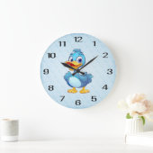 Grande Horloge Ronde Bleu Mur de canard (Maison)
