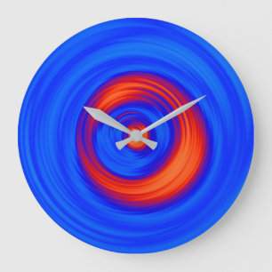 Grande Horloge Ronde Bleu néon et rouge