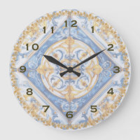 Bleu or blanc Talavera Azulejo look cadran