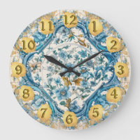 Bleu or blanc Talavera Azulejo look cadran