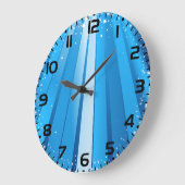 Grande Horloge Ronde Bleu Starburst Étincelle avec rayons lumineux (Angle)