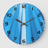 Grande Horloge Ronde Bleu Starburst Étincelle avec rayons lumineux (Recto)