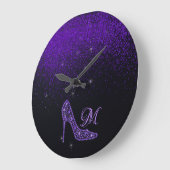 Grande Horloge Ronde Bling Sparkle Diamond Glitter (Angle)