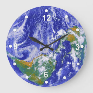 Grande Horloge Ronde Bloc Planet Terre Wall