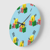 Grande Horloge Ronde blocs alphabet abc (Angle)