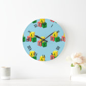 Grande Horloge Ronde blocs alphabet abc (Maison)