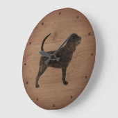 Grande Horloge Ronde Bloodhound Silhouette Style rustique (Angle)