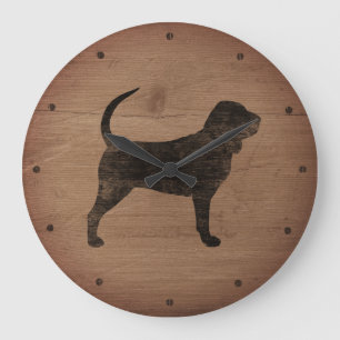 Grande Horloge Ronde Bloodhound Silhouette Style rustique