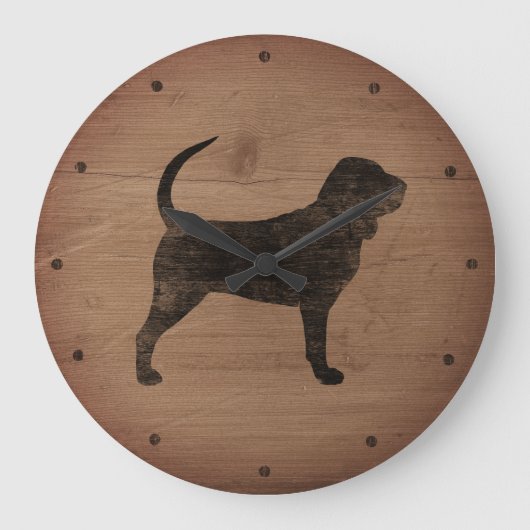 Grande Horloge Ronde Bloodhound Silhouette Style rustique (Recto)
