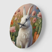 Grande Horloge Ronde Blossom Bunny & Carrot Patch Clock  (Angle)