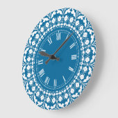 Grande Horloge Ronde Blue and White Elegant Kitchen Clock (Angle)