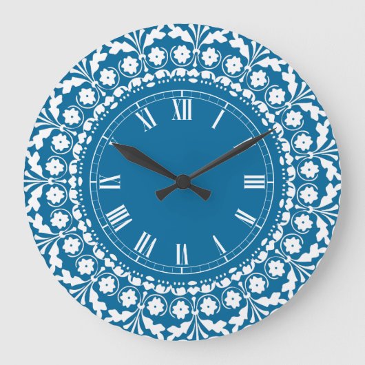 Grande Horloge Ronde Blue and White Elegant Kitchen Clock (Recto)