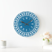 Grande Horloge Ronde Blue and White Elegant Kitchen Clock (Maison)
