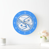Grande Horloge Ronde Blue and White Horoscope Zodiac Sign Pisces (Maison)
