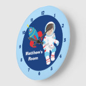 Grande Horloge Ronde Blue Astronaut Spaceship Kids (Angle)