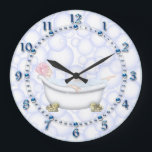 Grande Horloge Ronde Blue Bathroom<br><div class="desc">Just right for the bathroom this bubble filled and relaxing bath soak scene is in shades of blue with shiny numerals and accents. artwork ©delightful-Doodles</div>