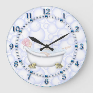 Grande Horloge Ronde Blue Bathroom