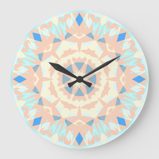 Grande Horloge Ronde Blue Beige Geometric Star Summer Summertime Decor  (Recto)