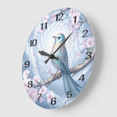 Grande Horloge Ronde Blue Bird Floral Wall Clock (Angle)