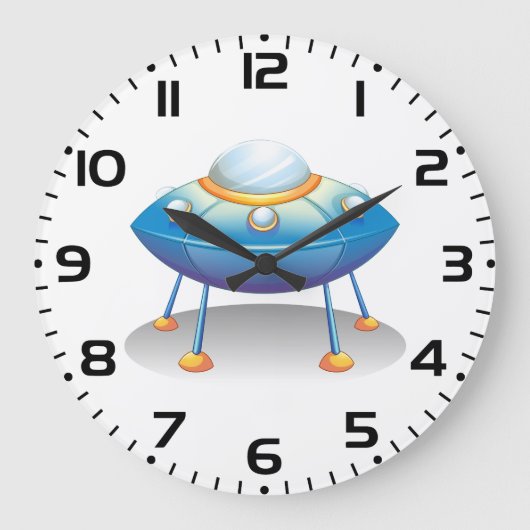 Grande Horloge Ronde Blue Cartoon UFO Spaceship Fun Sci-Fi (Recto)