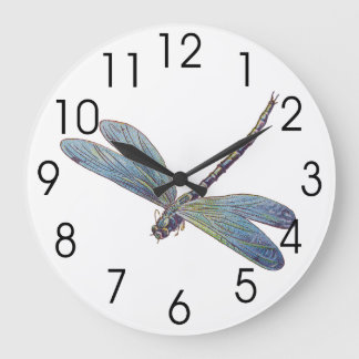 Grande Horloge Ronde Blue Dragonfly
