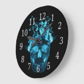Grande Horloge Ronde Blue Flaming Skull (Angle)