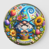 Grande Horloge Ronde Blue Gnome Hello Spring (Recto)