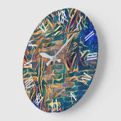Grande Horloge Ronde Blue Gold Wall Art Dream (Angle)