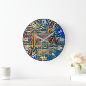 Grande Horloge Ronde Blue Gold Wall Art Dream (Maison)