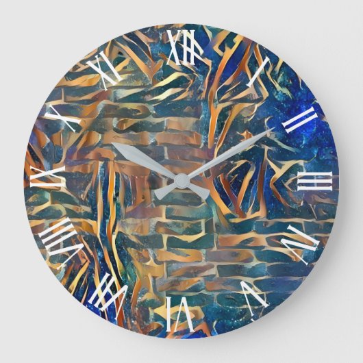 Grande Horloge Ronde Blue Gold Wall Art Dream (Recto)