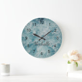 Grande Horloge Ronde Blue Green Ocean Summer Beach Waves Custom (Maison)