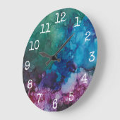 Grande horloge ronde "Blue-Greens Inkblot" (Angle)