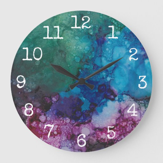 Grande horloge ronde "Blue-Greens Inkblot" (Recto)