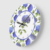 Grande Horloge Ronde Blue Hydrangeas (Angle)