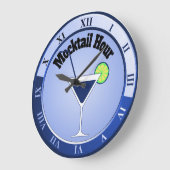 Grande Horloge Ronde Blue Mocktail Hour Bar Clock (Angle)