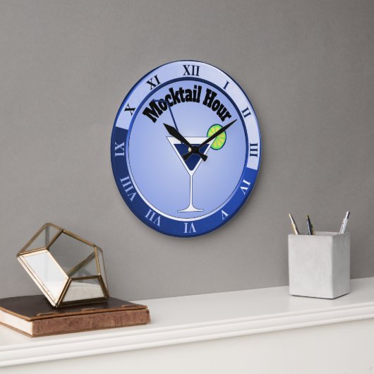 Grande Horloge Ronde Blue Mocktail Hour Bar Clock (Bureau)