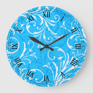 Grande Horloge Ronde Blue Ornamental Round Roman Clock