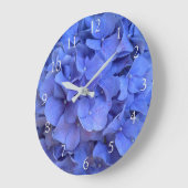 Grande Horloge Ronde Blue periwinkel élégantes hydrangées florales (Angle)