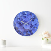 Grande Horloge Ronde Blue periwinkel élégantes hydrangées florales (Maison)