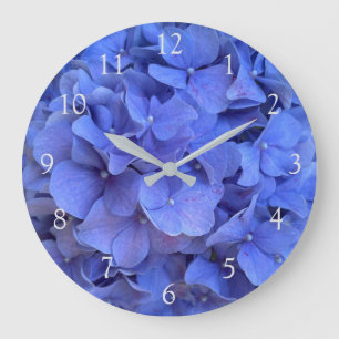Grande Horloge Ronde Blue periwinkel élégantes hydrangées florales