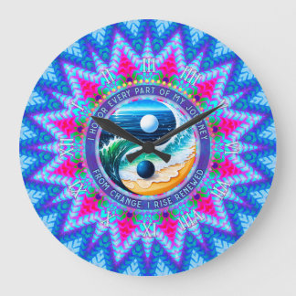 Grande Horloge Ronde Blue Pink Rise Energy Journey Change Affirmation